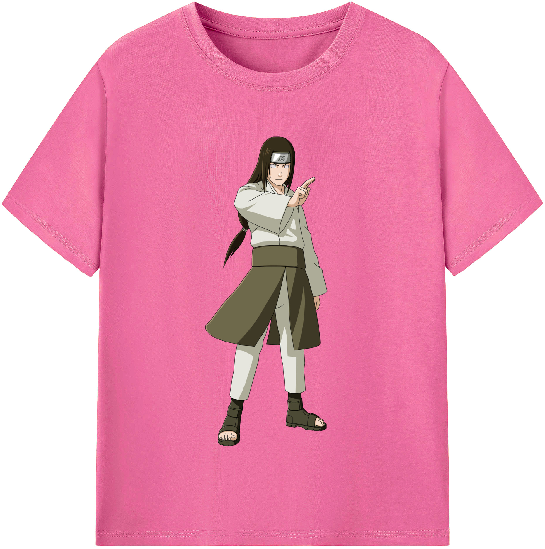 （画像用） NARUTO -ナルト- 日向ネジ Hyūga Neji レディースカジュアルプリントTシャツ（綿100％）